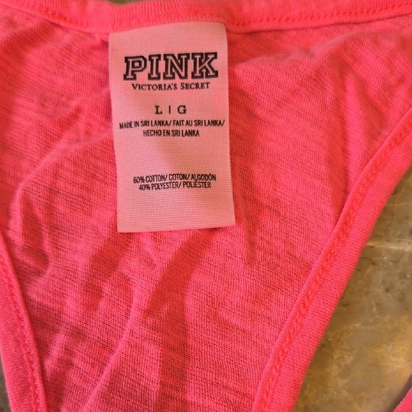 PINK Victoria's Secret Neon Pink Tank with Black Accents - Picture 2 of 5